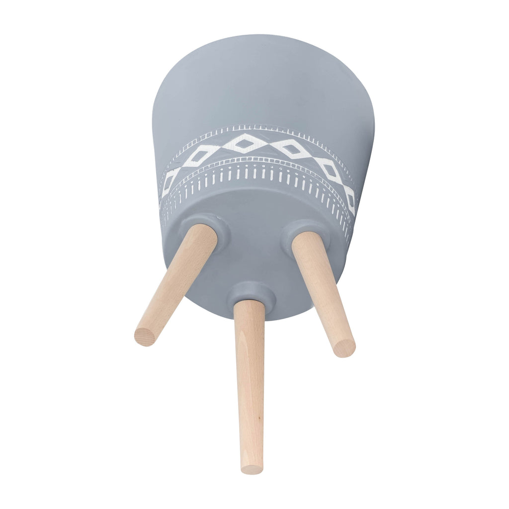 S/2 10/12' DIAMOND PLANTER W/ WOOD LEGS, GRAY (KD)