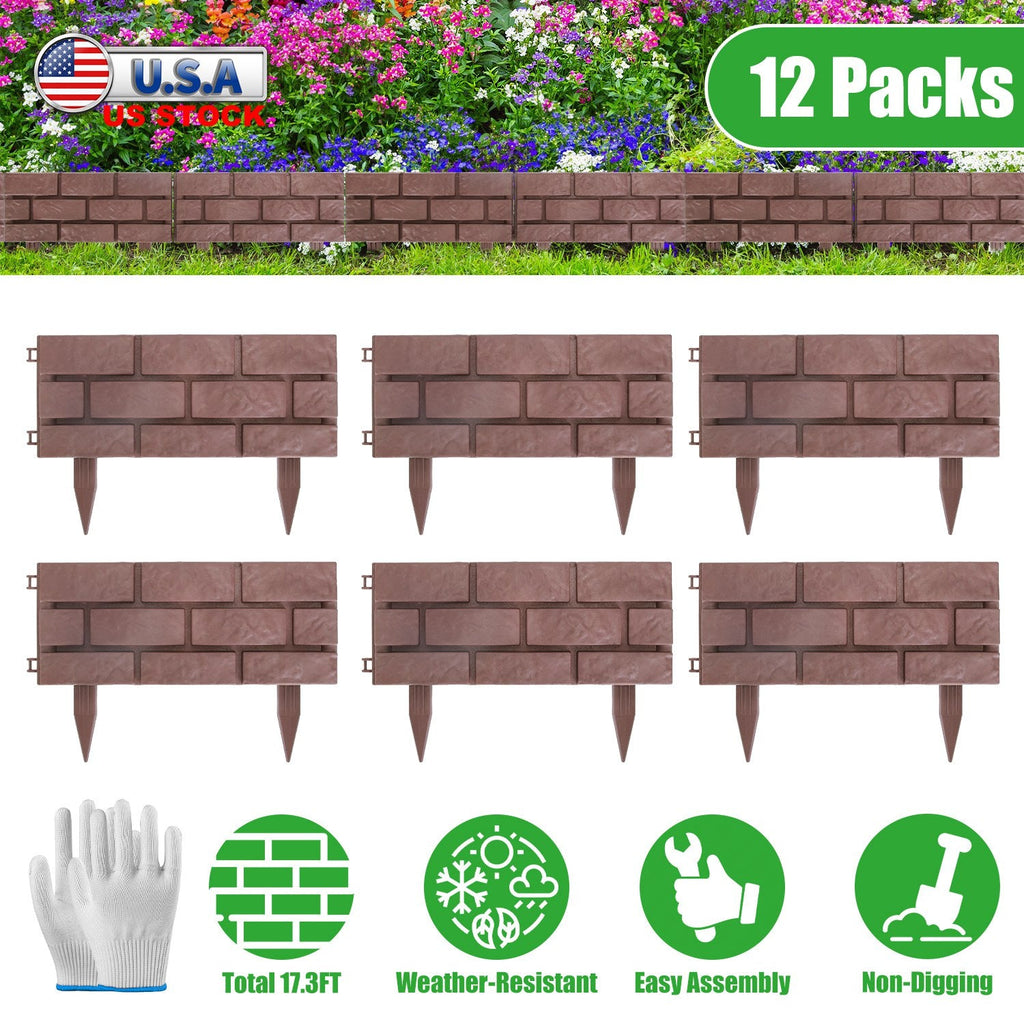 Garden Border Edging Panels 12-Pack with Rotatable Connectors