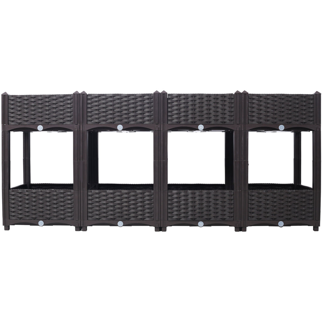 Planter Raised Beds - Elevated Planter Garden Box with Drainage Plug Raised Garden Beds for Vegetable/Flower/Herb Outdoor Standing Planter Beds Gardening Kit,Brown,63'x15.7'x27.7'