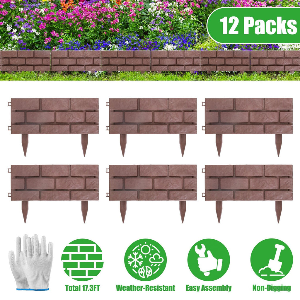 Garden Border Edging Panels 12-Pack with Rotatable Connectors