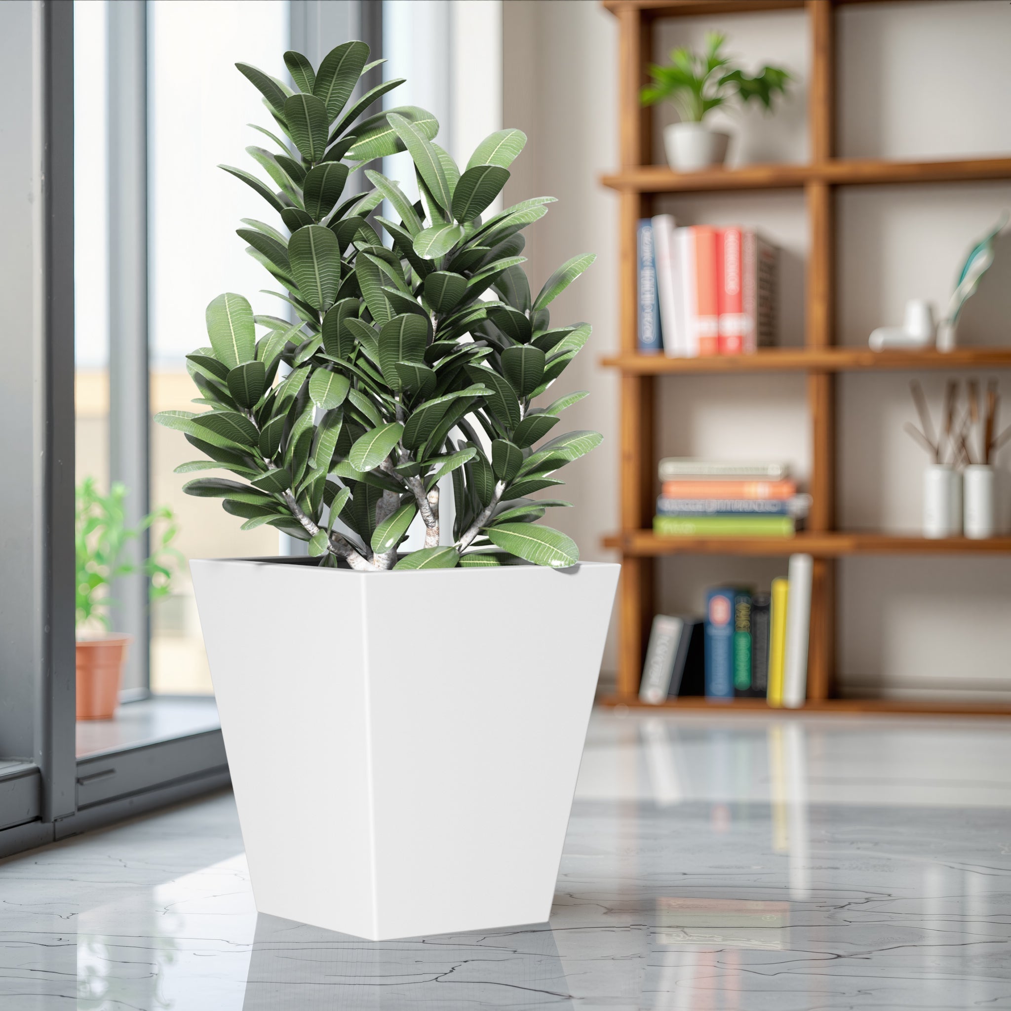 22' H Tall Metal Tapered Planter – Large Outdoor & Indoor Garden Plant Pot with Drainage Hole and Rubber Plug, Stylish Burnished White Finish for Home and Patio