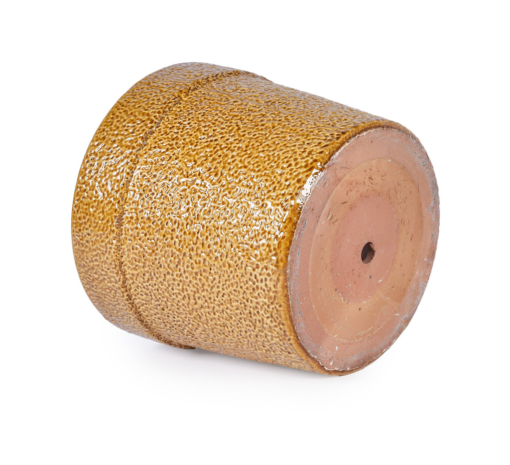 3 Pieces Ceramic Flowerpot, Modern Planter for Patio, Garden or Windowsills - Antique Yellow