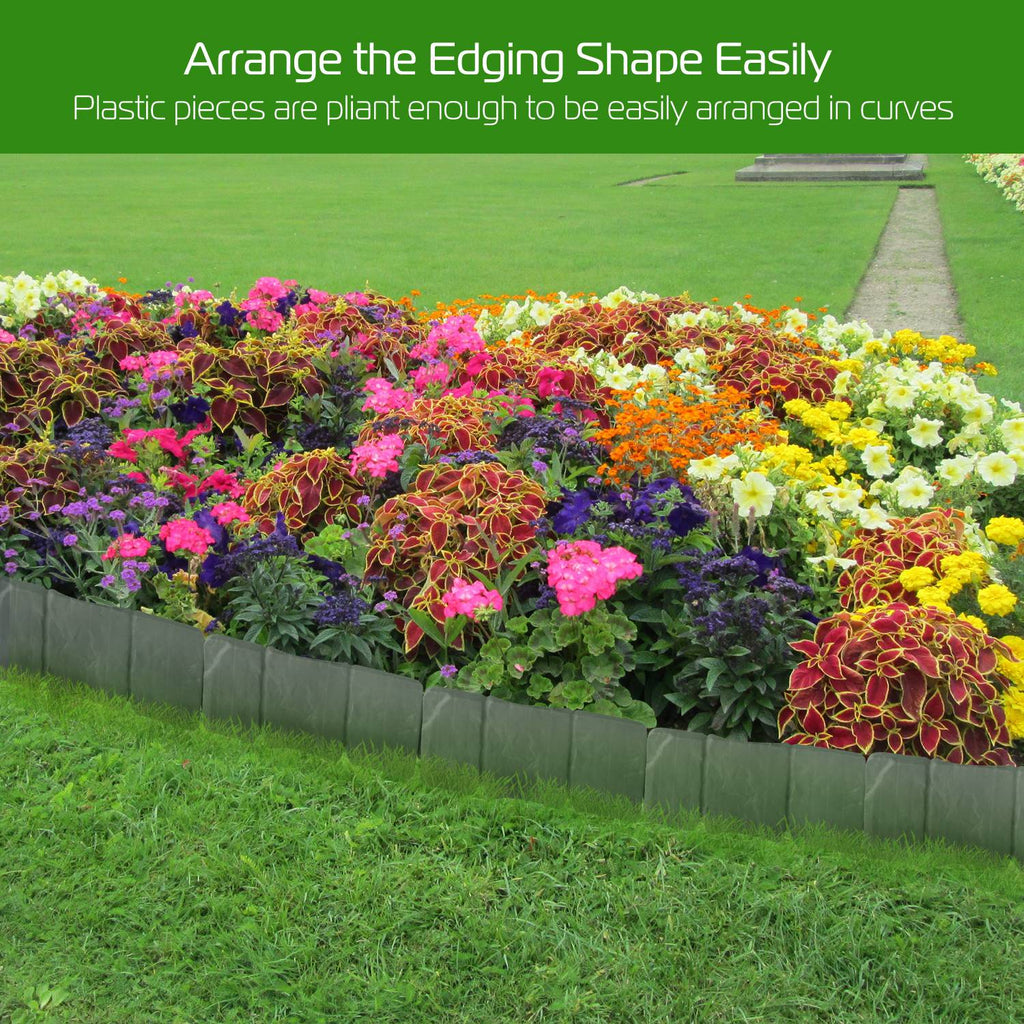 20 PCS Cobbled Stone Effect Plastic Garden Lawn Border Edging