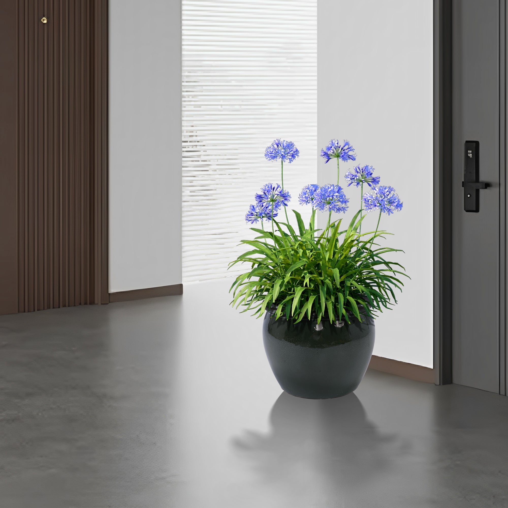 3 Pieces Ceramic Flowerpot, Modern Planter for Patio, Garden or Windowsills - Antique Blue Green