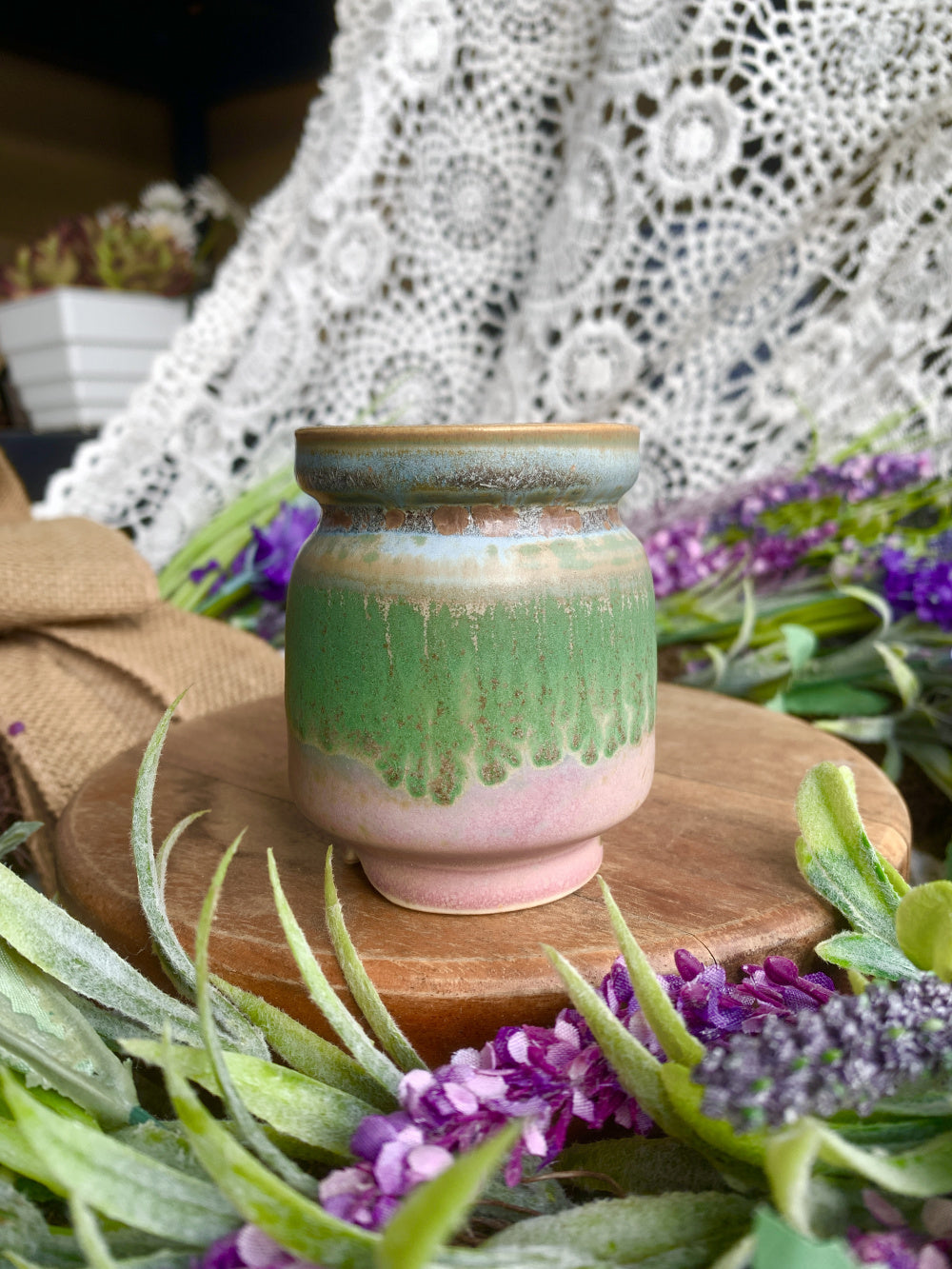 SC-0017 Artisan Handcrafted Pottery Planter Pot - Pot Rim Diameter: 1.8"