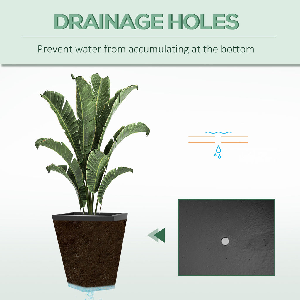 Outsunny Modern Tall Planters Set of 3 with Stackable Design, Drainage Holes, Gray MgO, Various Sizes