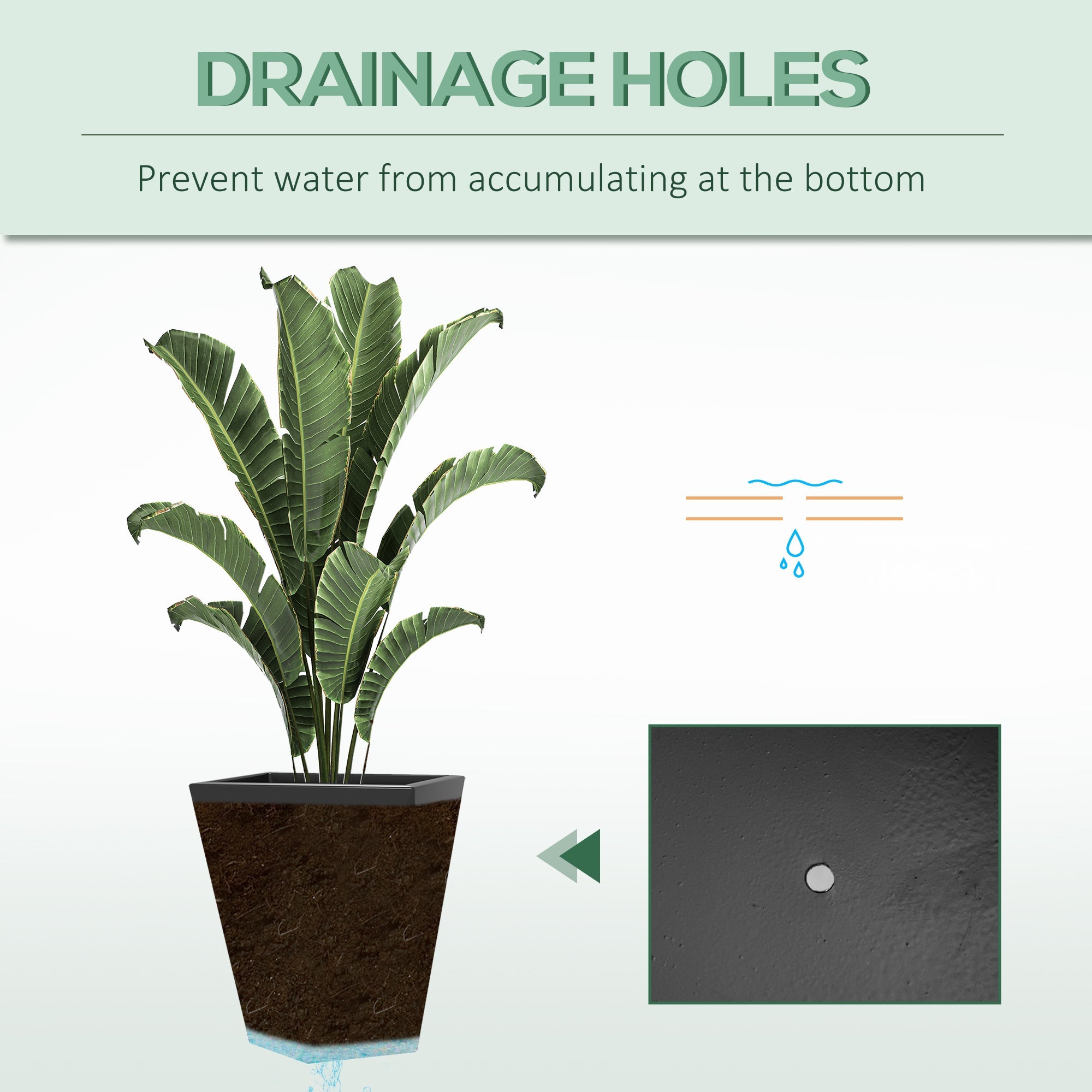 Outsunny Modern Tall Planters Set of 3 with Stackable Design, Drainage Holes, Gray MgO, Various Sizes