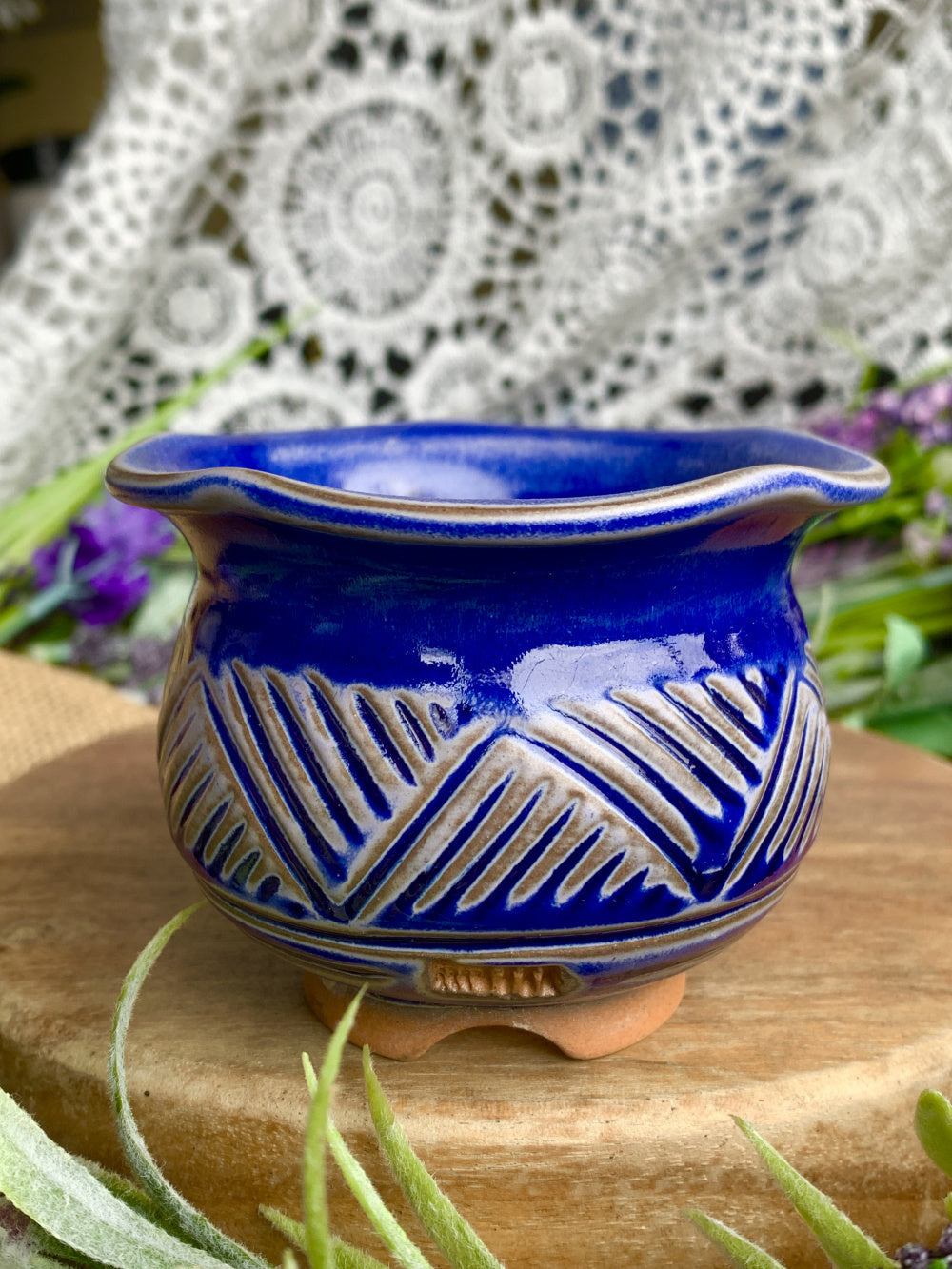 WS0039 Handmade Artisan Pottery Planter Pot - Pot rim diameter: 2.3"