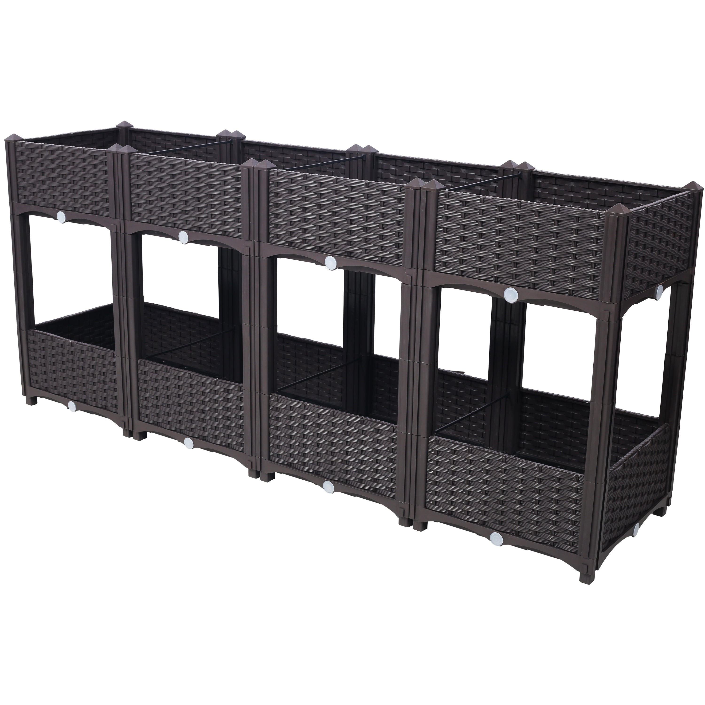 Planter Raised Beds - Elevated Planter Garden Box with Drainage Plug Raised Garden Beds for Vegetable/Flower/Herb Outdoor Standing Planter Beds Gardening Kit,Brown,63'x15.7'x27.7'