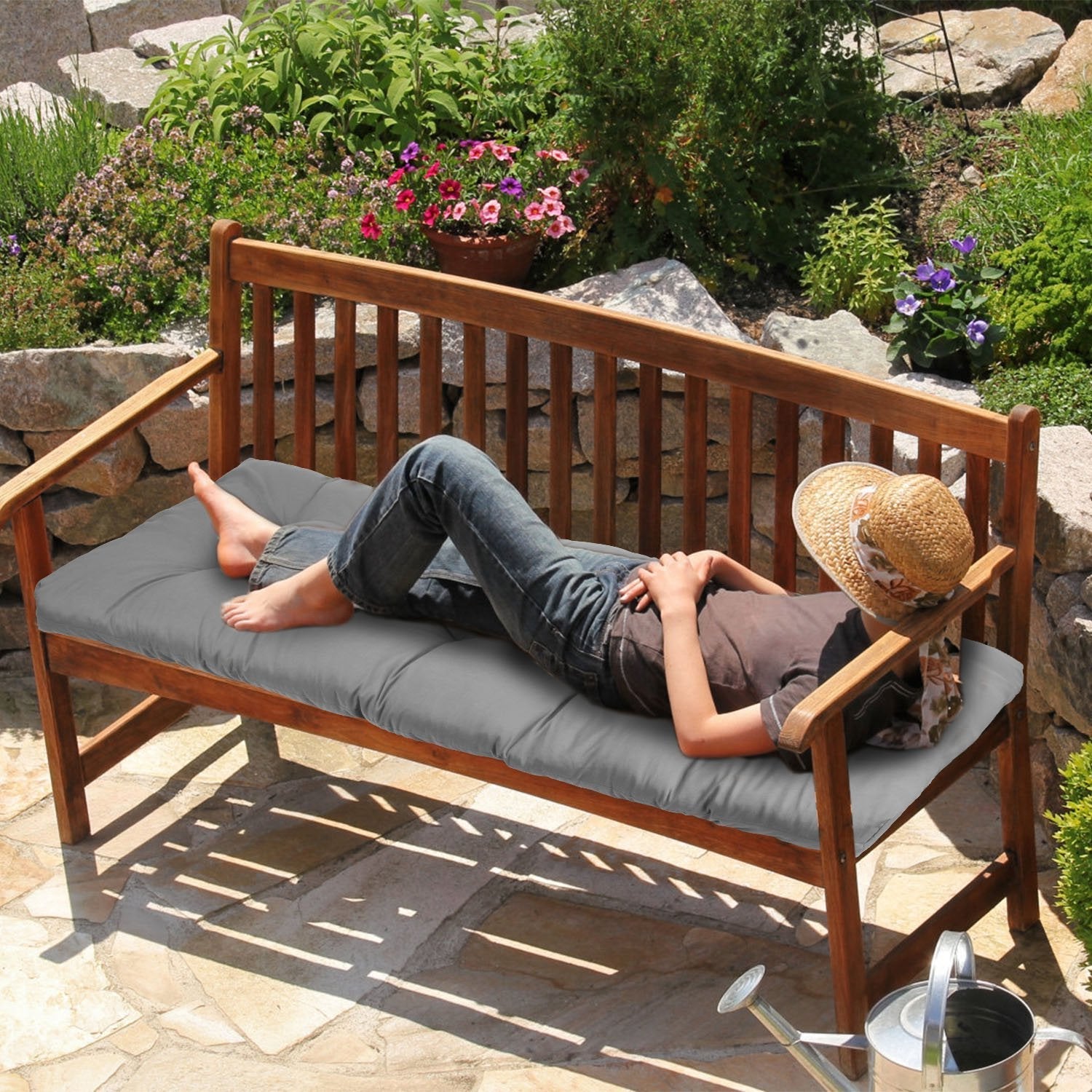 Bench Seat Cushion For Indoor Outdoor Furniture Non Slip Long Chair Cushion with Ties Strap Swing Cushion 51.18x19.68IN For Garden Patio Balcony Entry