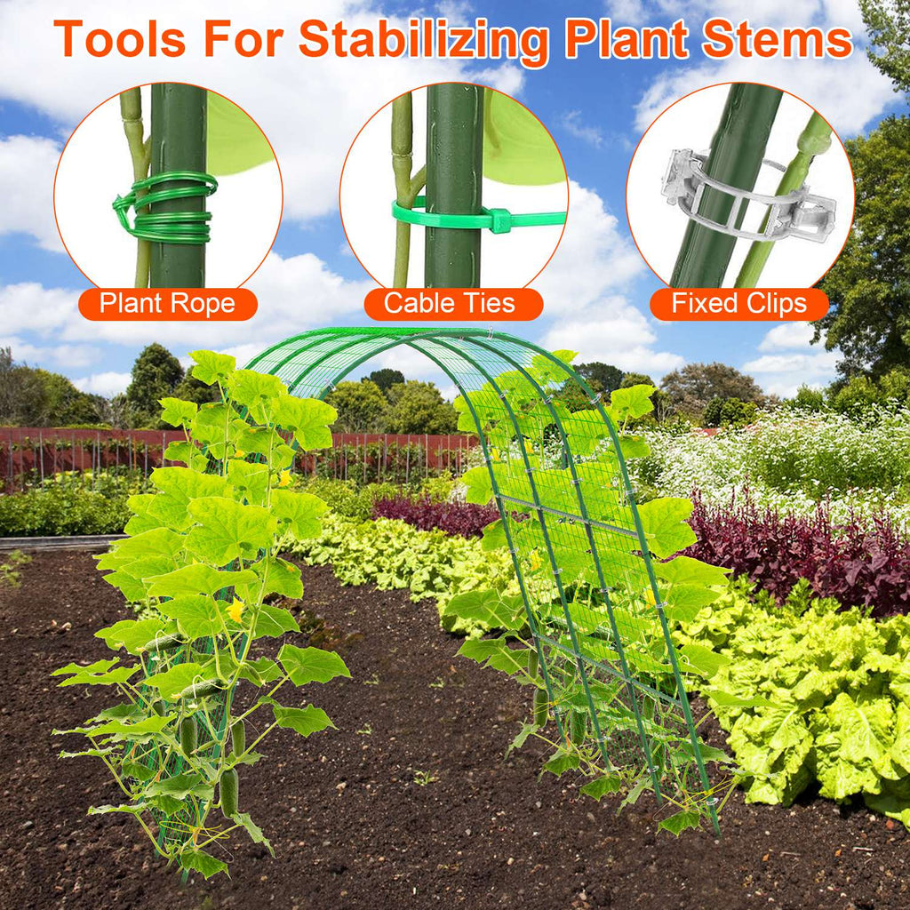 Cucumber Trellis for Raised Bed Arch Garden Trellis for Climbing Plants Vine Vegetables Fruit Flower Grape U-Shaped Frame with Climbing Net Tunnel Pla