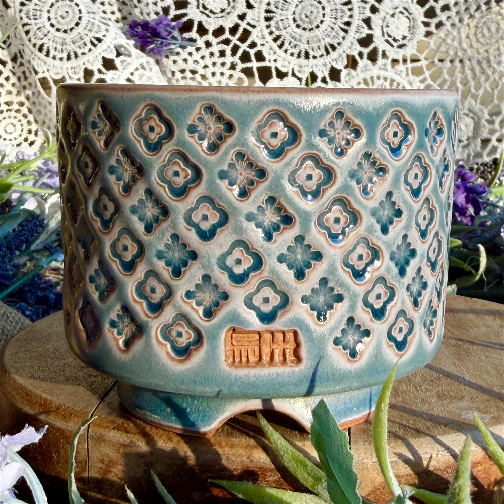 WS-0058 Unique Handmade Pottery Planter Pot - Pot rim diameter: 3"
