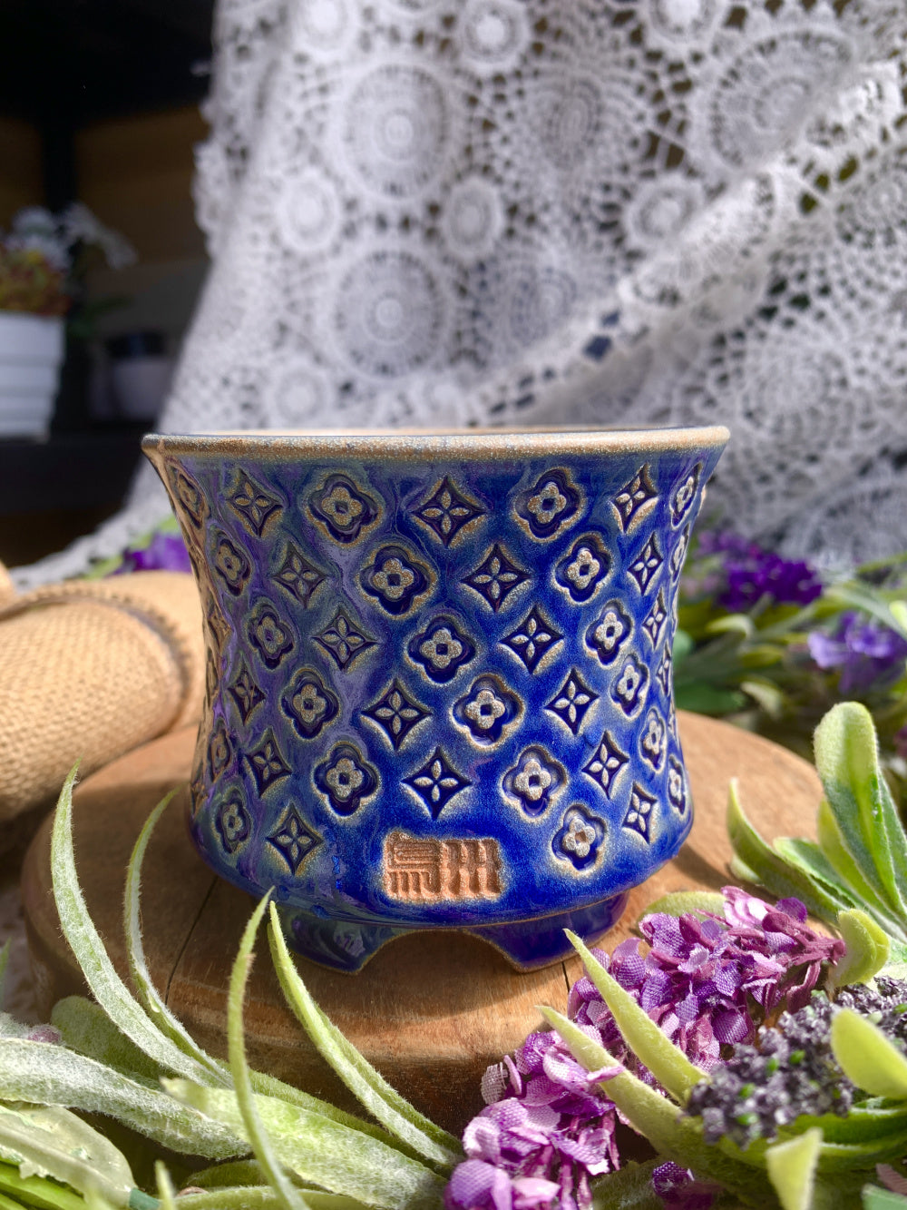 WS0027 Unique Handmade Pottery Planter Pot - Pot rim diameter: 3"