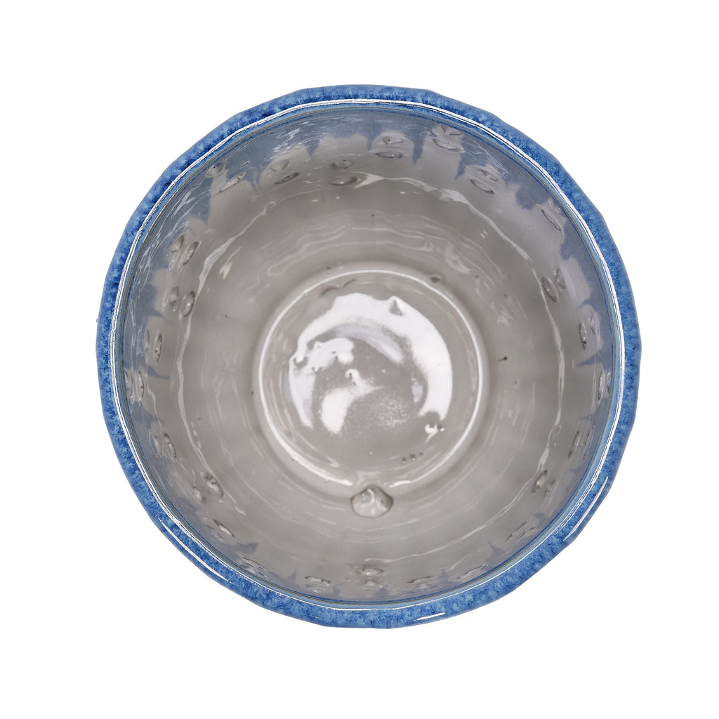 Set of 2 Ceramic Flowerpot with Drainage Hole, 8' Modern Planter for Patio, Garden, Windowsill - White Blue