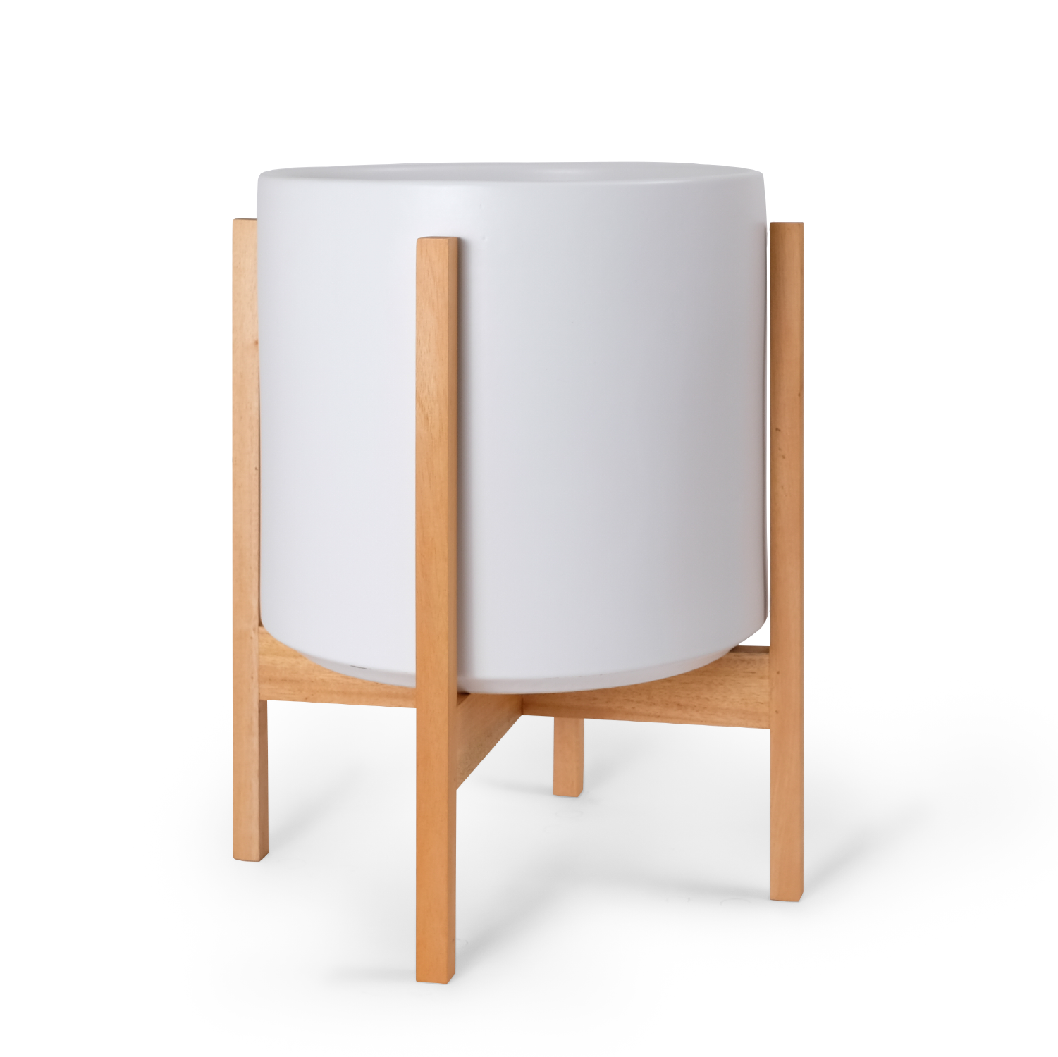 Solid Goods Ceramic Cylinder Planter – With or Without Mahogany Stand
