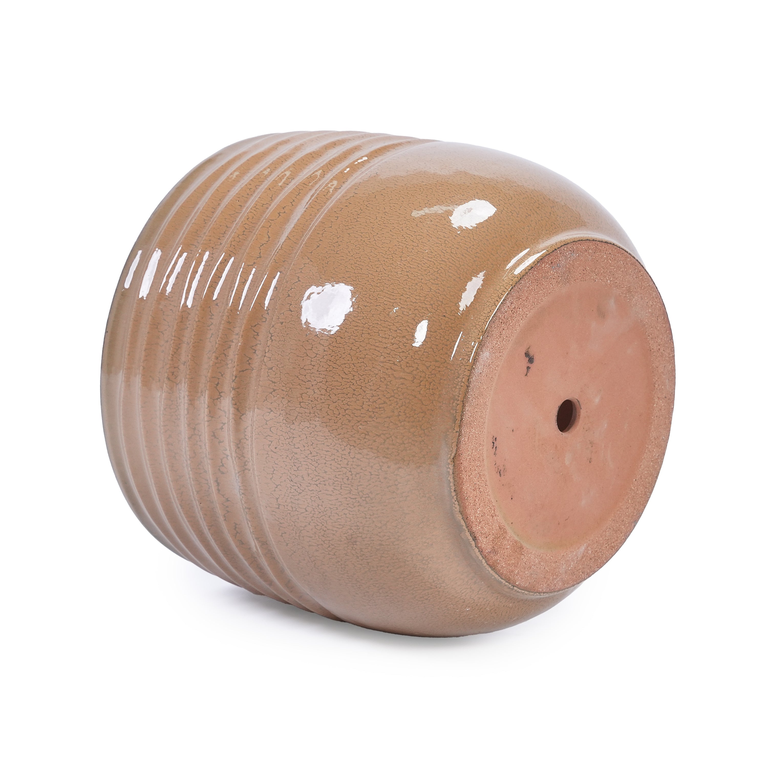 Set of 3 Ceramic Flowerpot, Modern Planter for Patio, Garden, Windowsill - Antique Bronze