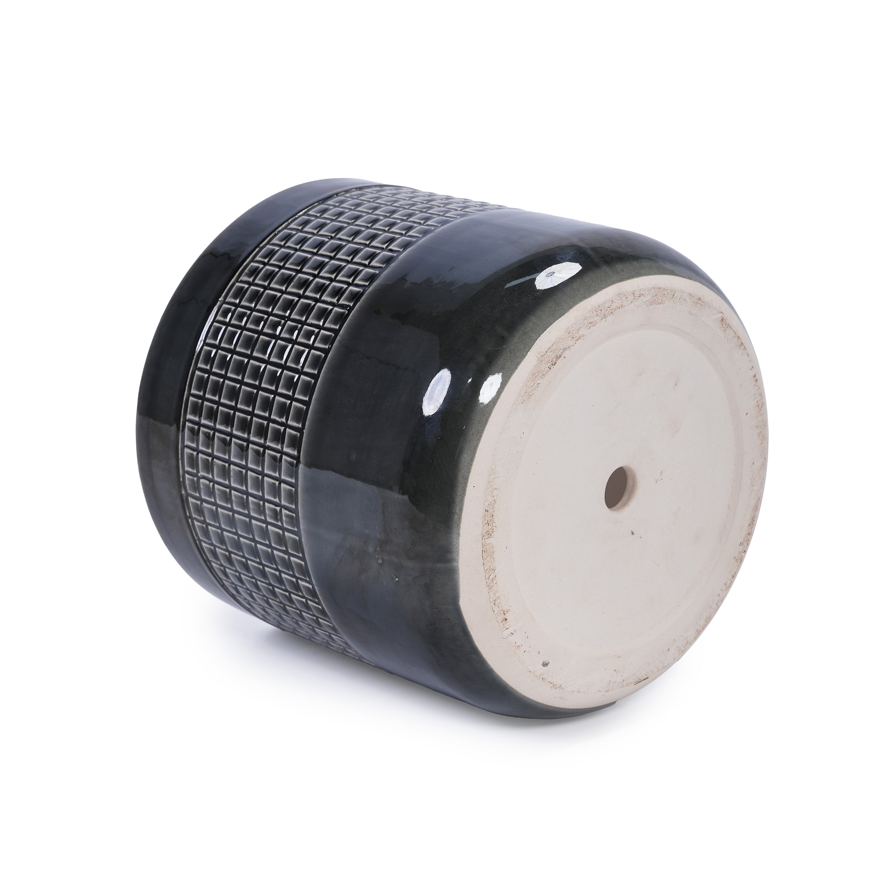 3 Pieces Ceramic Flowerpot, Modern Planter for Patio, Garden or Windowsills - Black