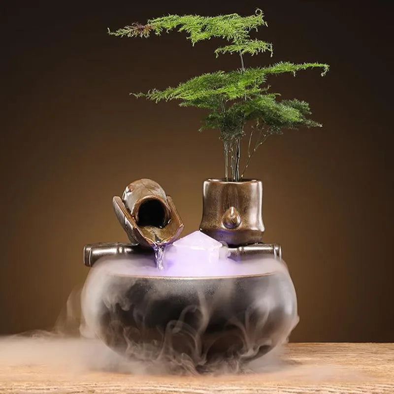 Indoor Tabletop Waterfall Fountain Wealth Attracting for Office Desk Water Fountain Decorative Lightweight