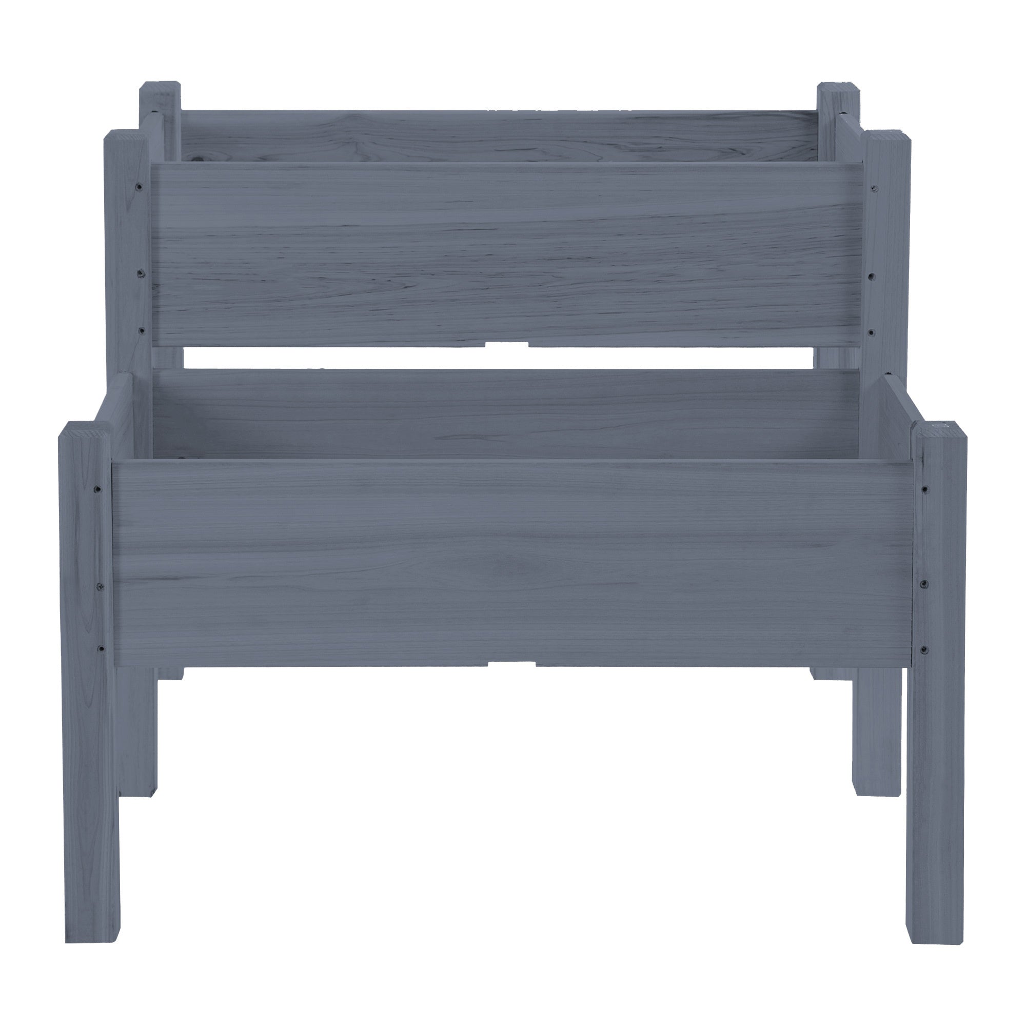 Outsunny 34'x34'x28' Raised Garden Bed, 2-Tier Elevated Wood Planter Box for Backyard, Patio to Grow Vegetables, Herbs, and Flowers, Gray