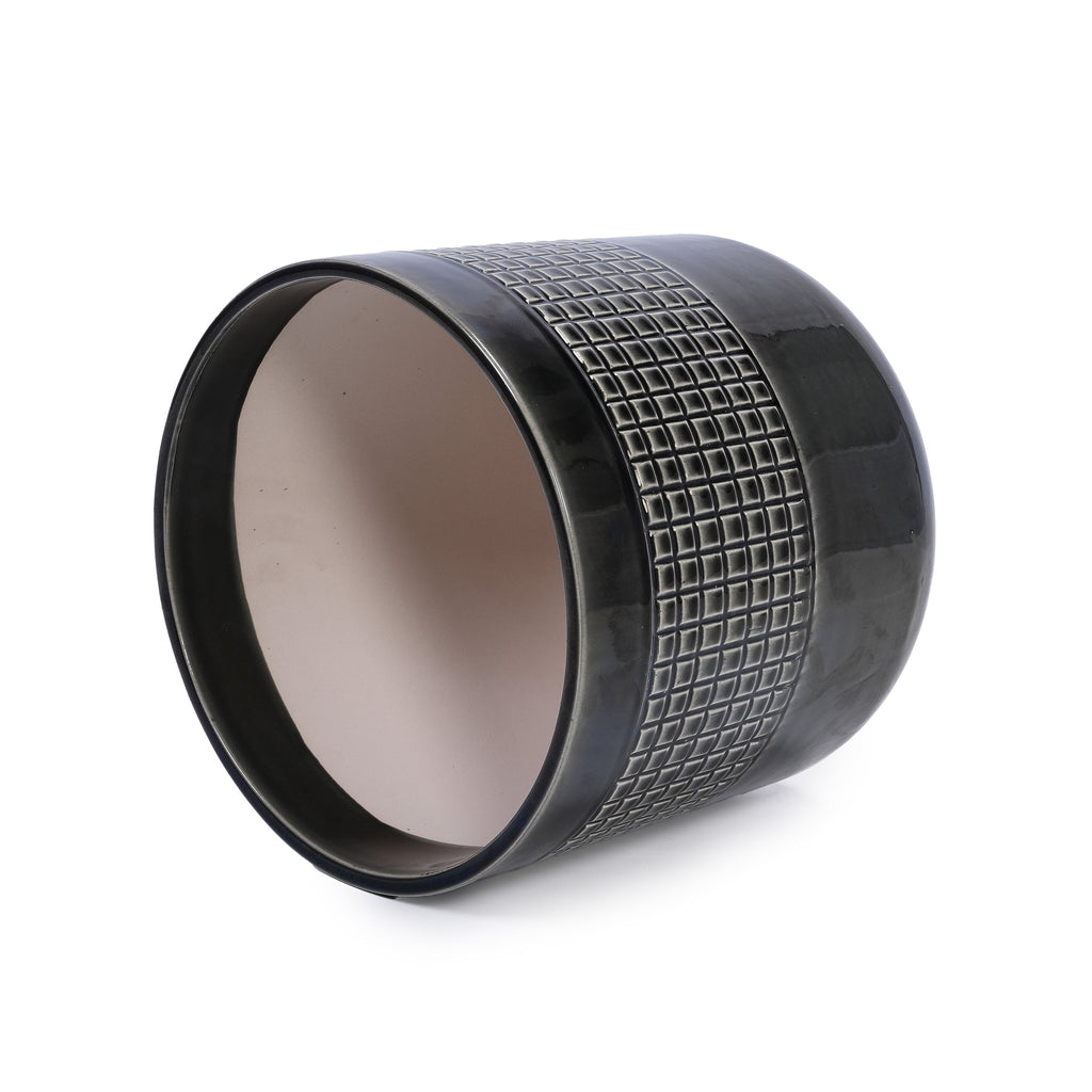 3 Pieces Ceramic Flowerpot, Modern Planter for Patio, Garden or Windowsills - Black