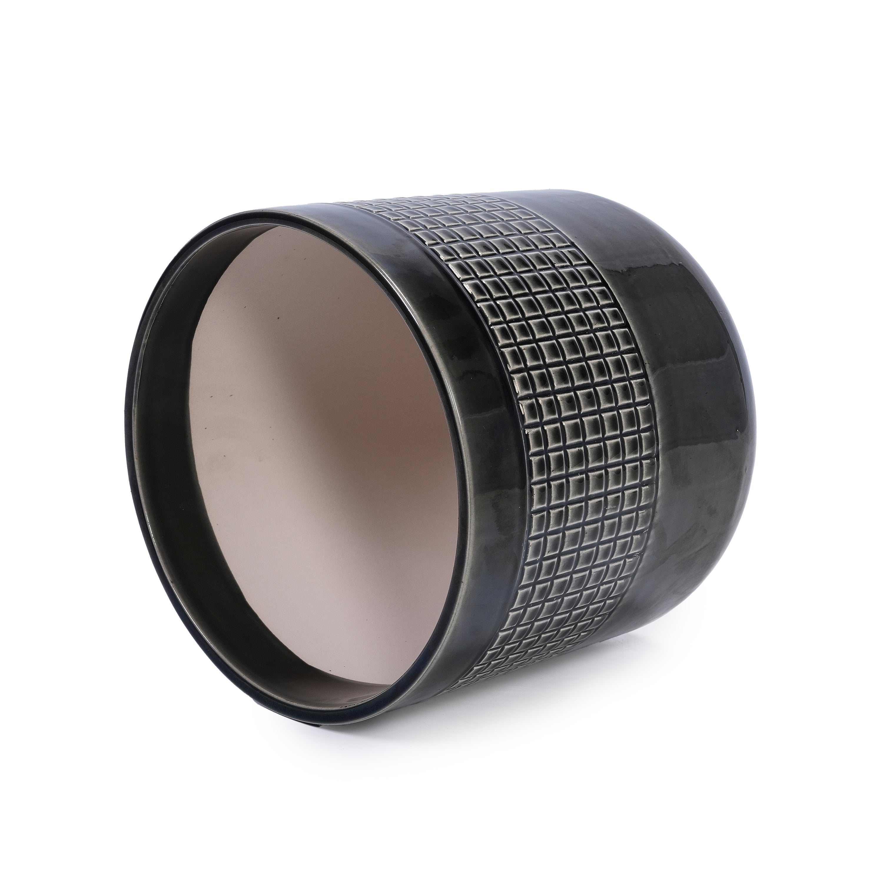 3 Pieces Ceramic Flowerpot, Modern Planter for Patio, Garden or Windowsills - Black