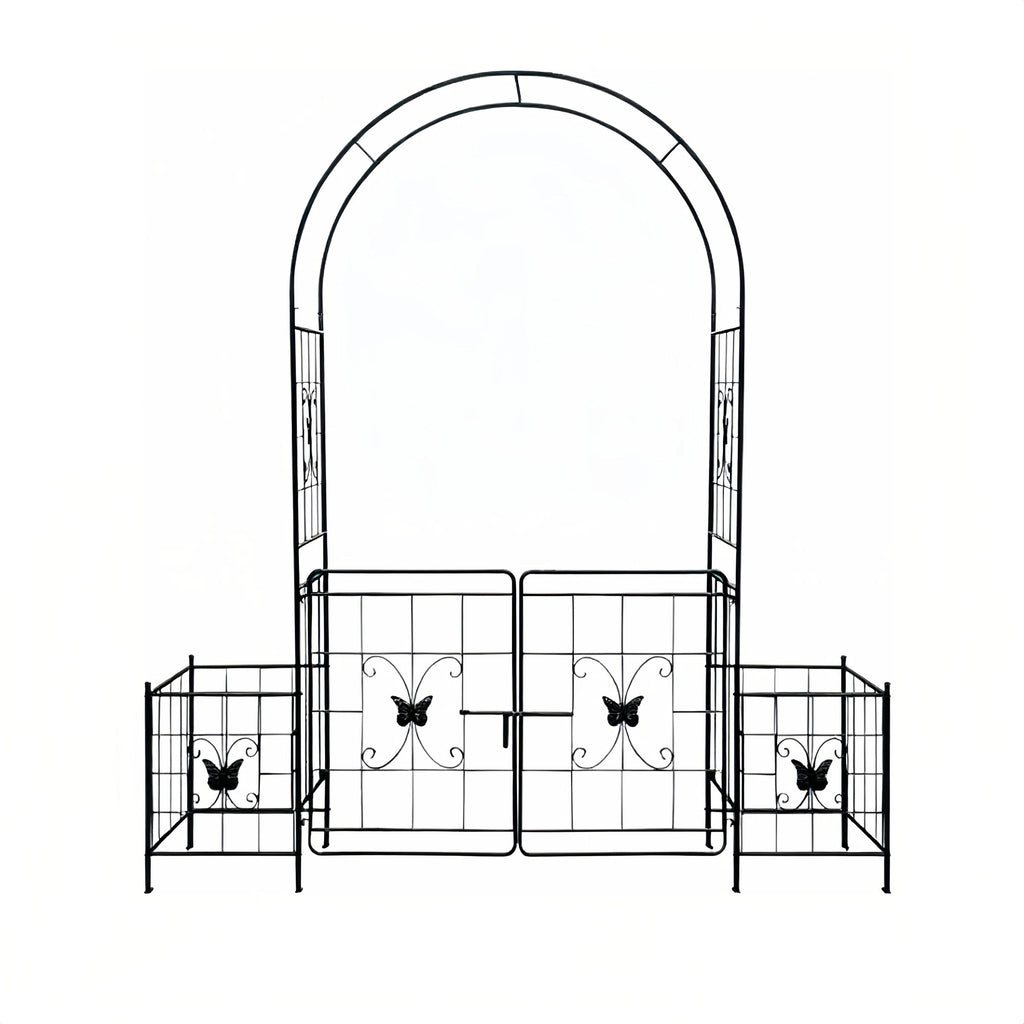 Garden Arch Arbor Trellis for Climbing Plants with Gate
