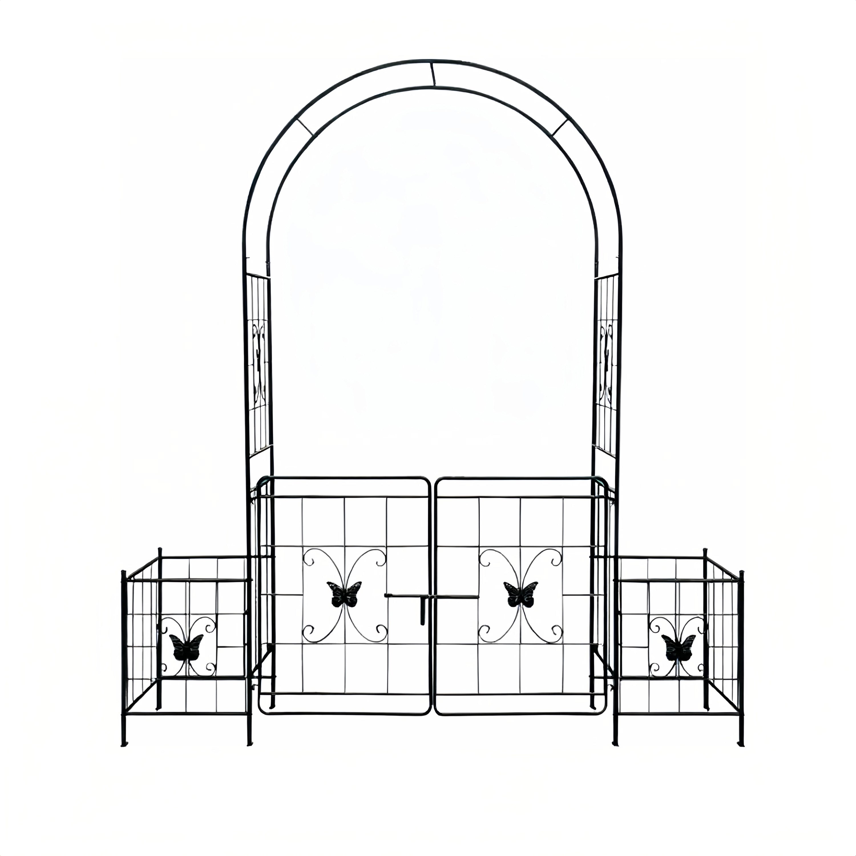 Garden Arch Arbor Trellis for Climbing Plants with Gate