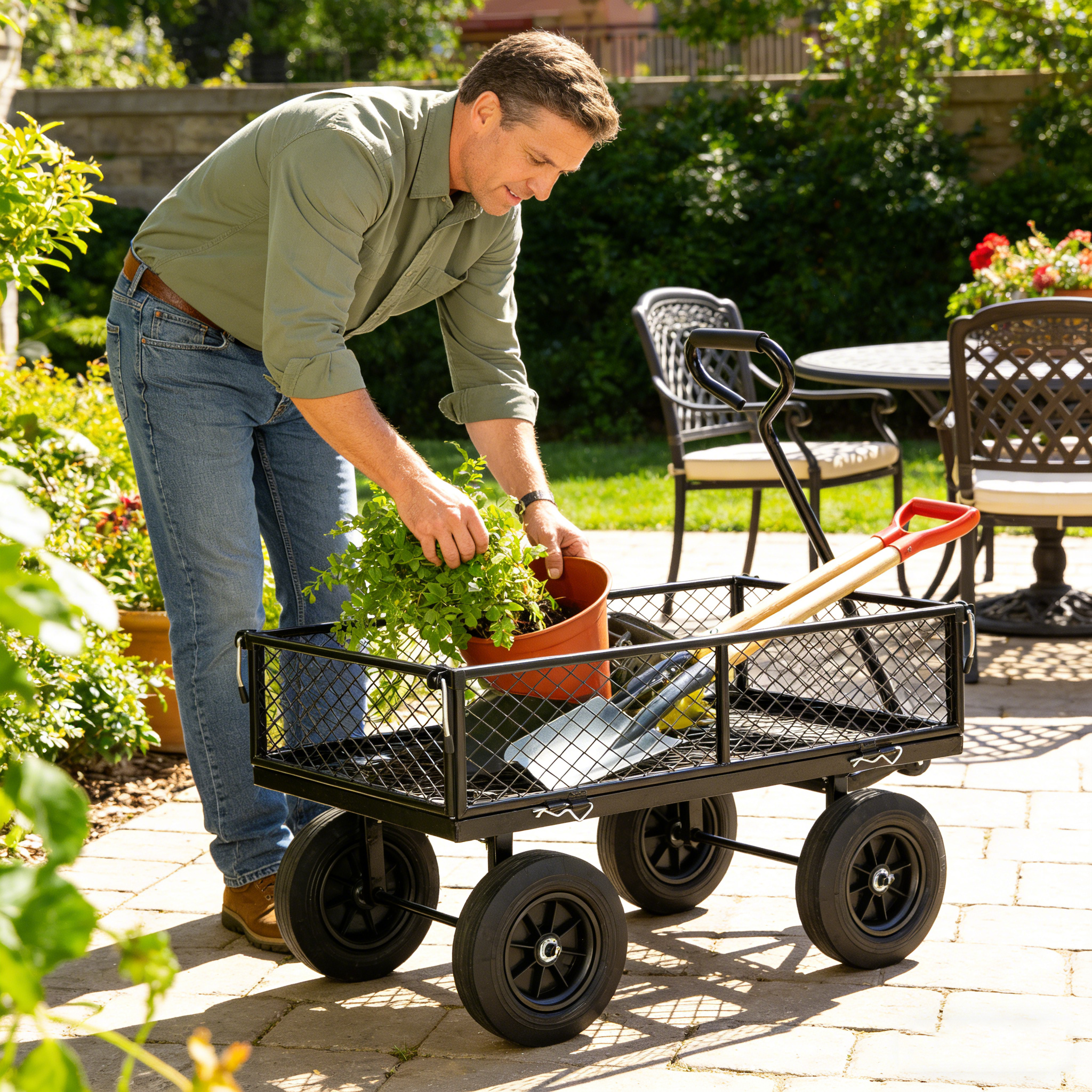 Solid Wheels Garden Cart Wagon