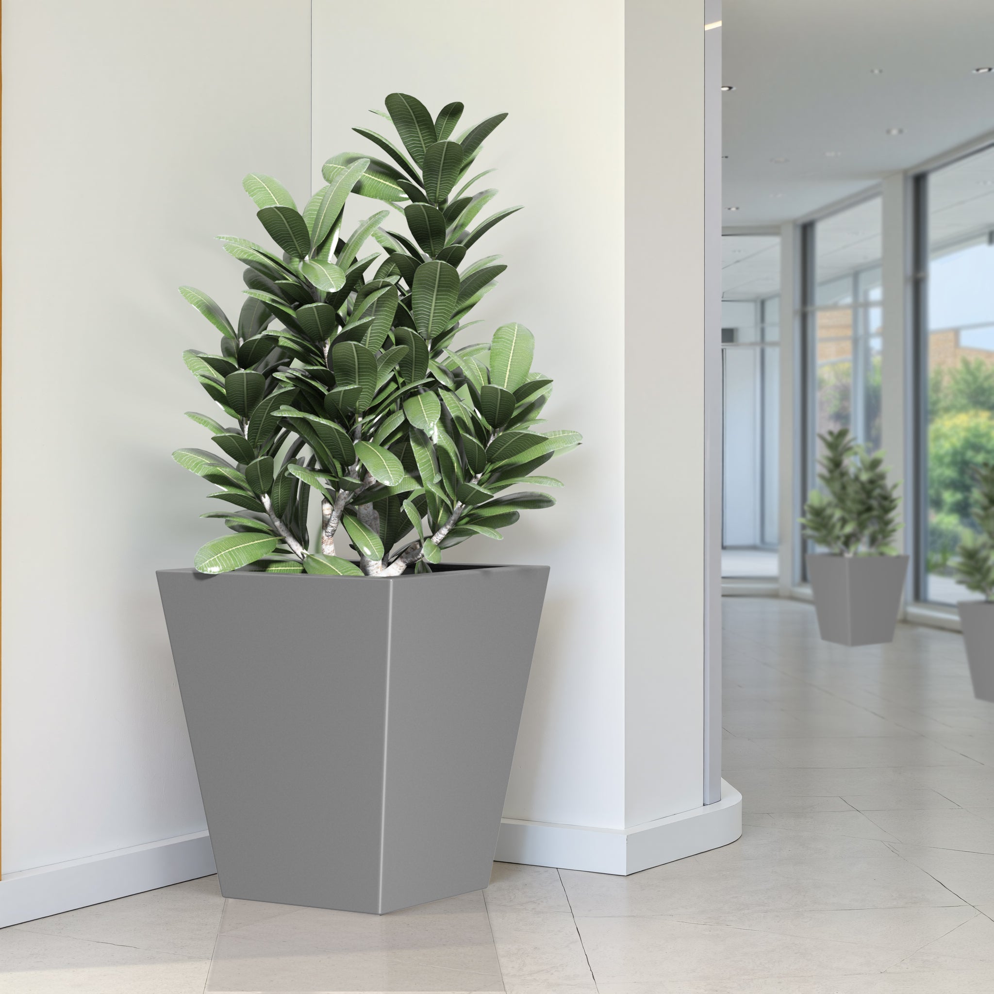 22' H Tall Metal Tapered Planter – Large Outdoor & Indoor Garden Plant Pot with Drainage Hole and Rubber Plug, Stylish Burnished Grey Finish for Home and Patio