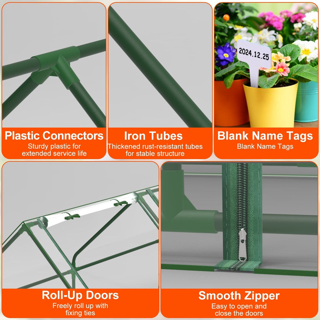 Portable Mini Greenhouse With Roll-Up Zipper Doors Waterproof UV-Resistant PVC Cover Hot House For Indoor Outdoor Garden Patio Backyard 70.86*33.46*37