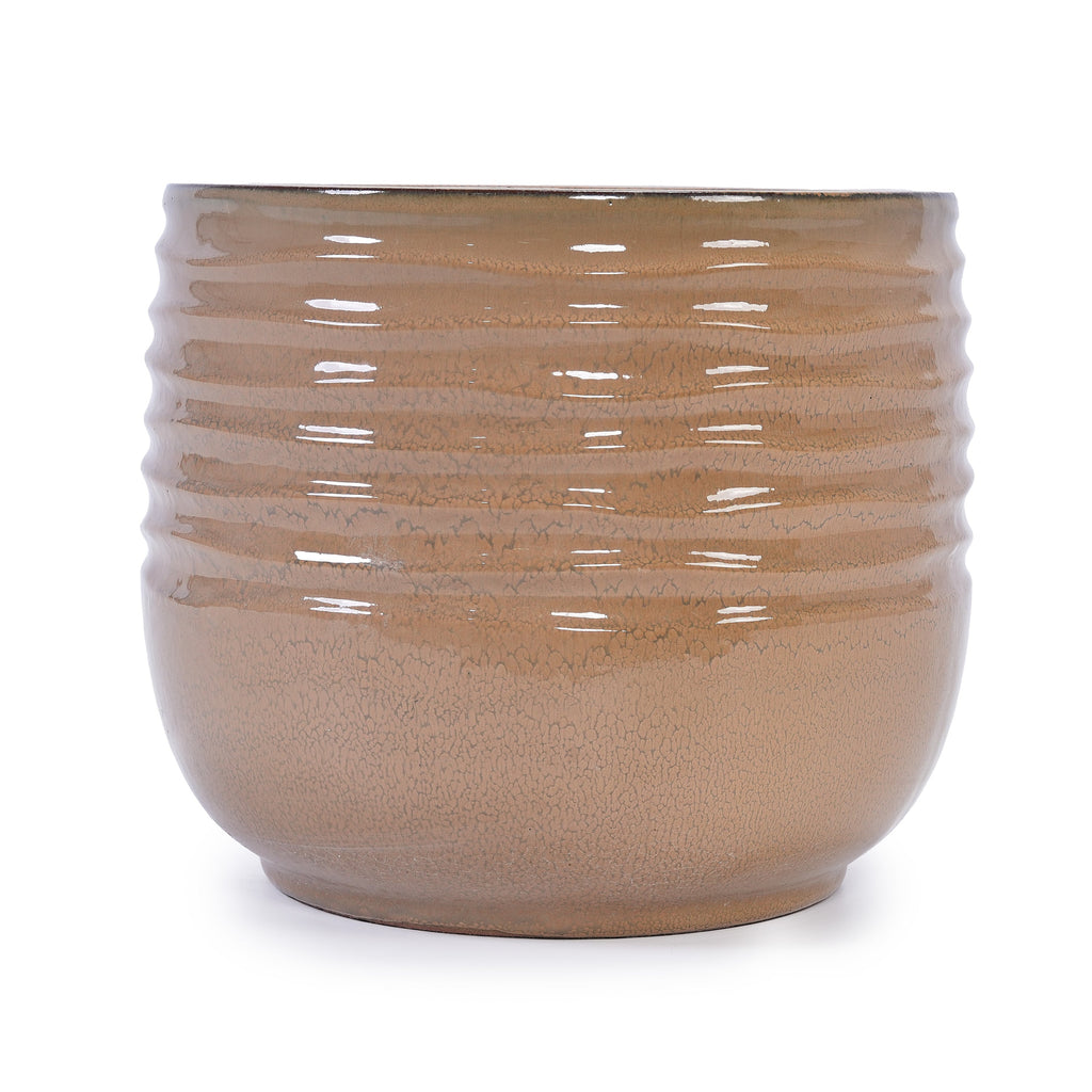 Set of 3 Ceramic Flowerpot, Modern Planter for Patio, Garden, Windowsill - Antique Bronze