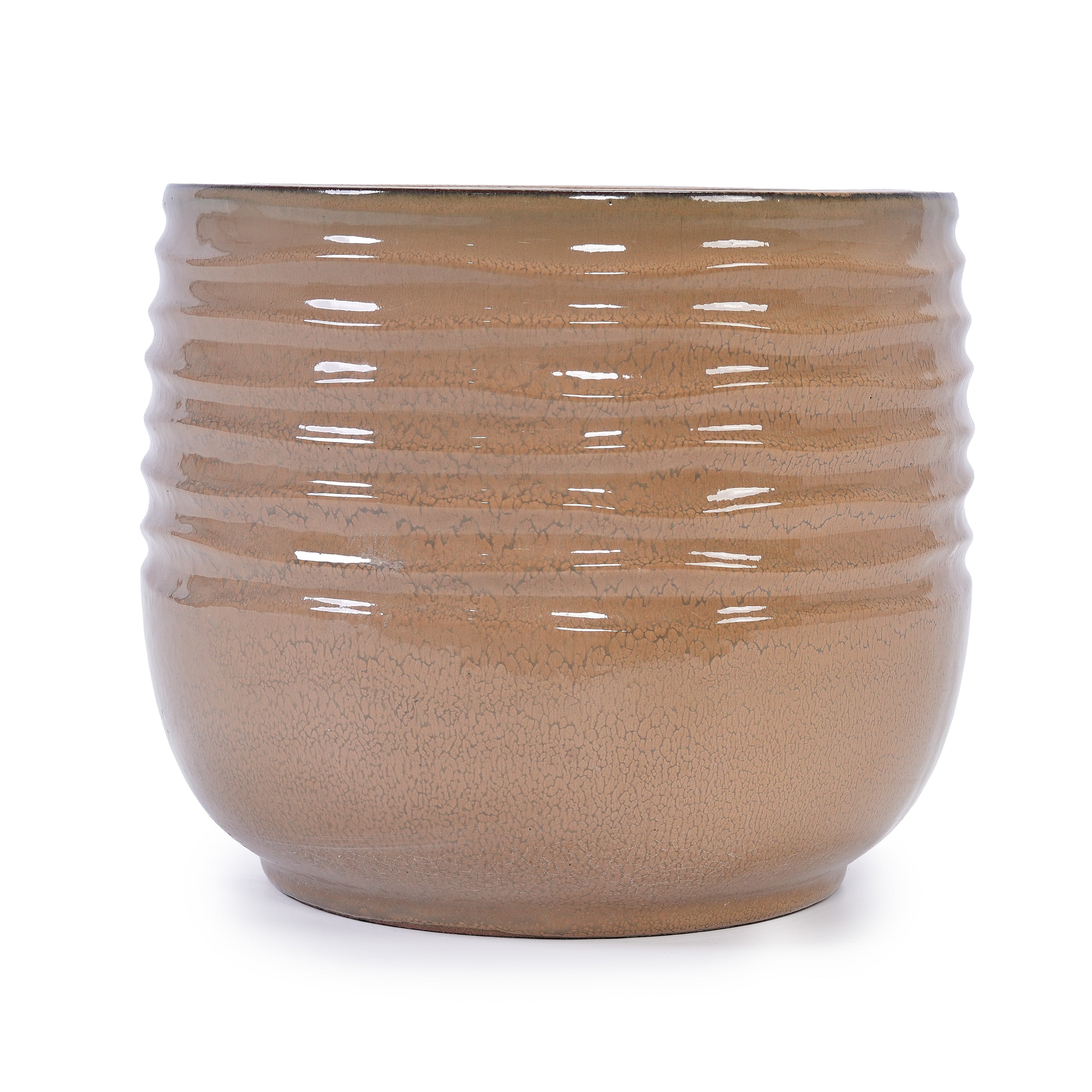 Set of 3 Ceramic Flowerpot, Modern Planter for Patio, Garden, Windowsill - Antique Bronze