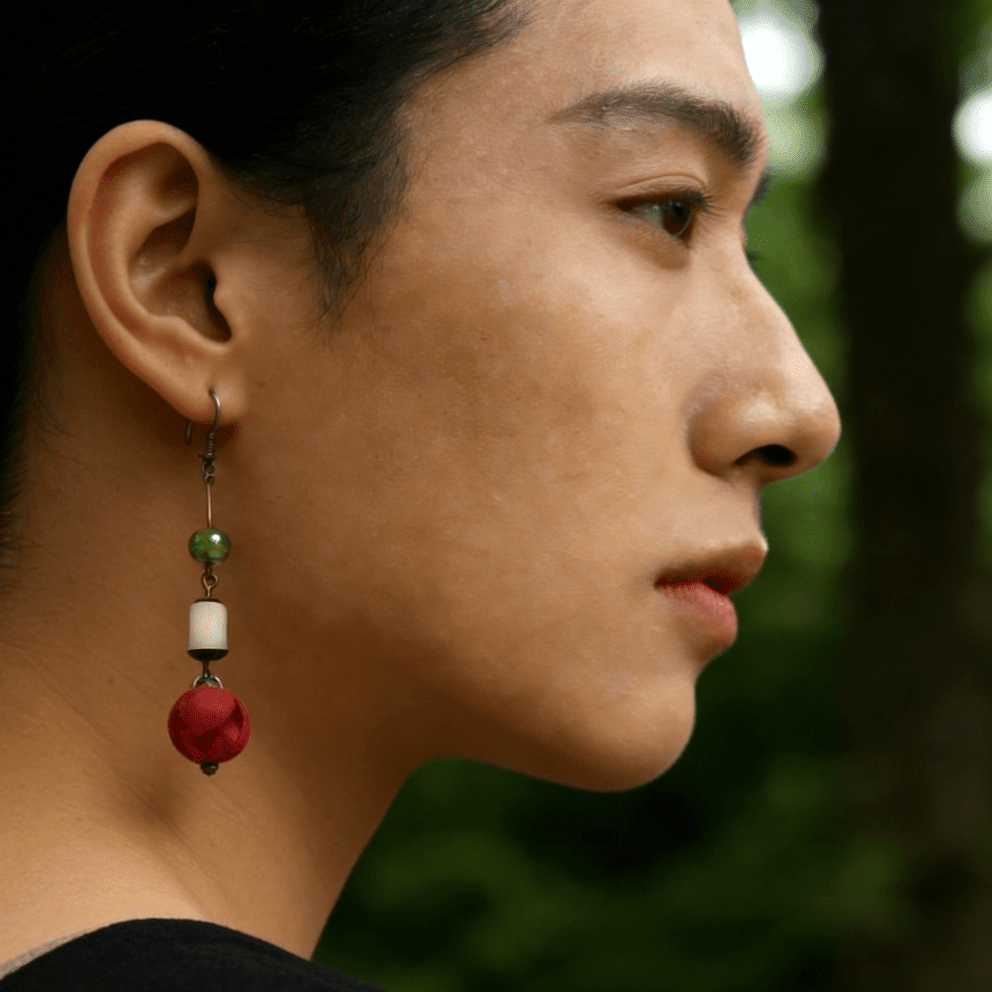 "Forest Harmony" Red Seed Earrings
