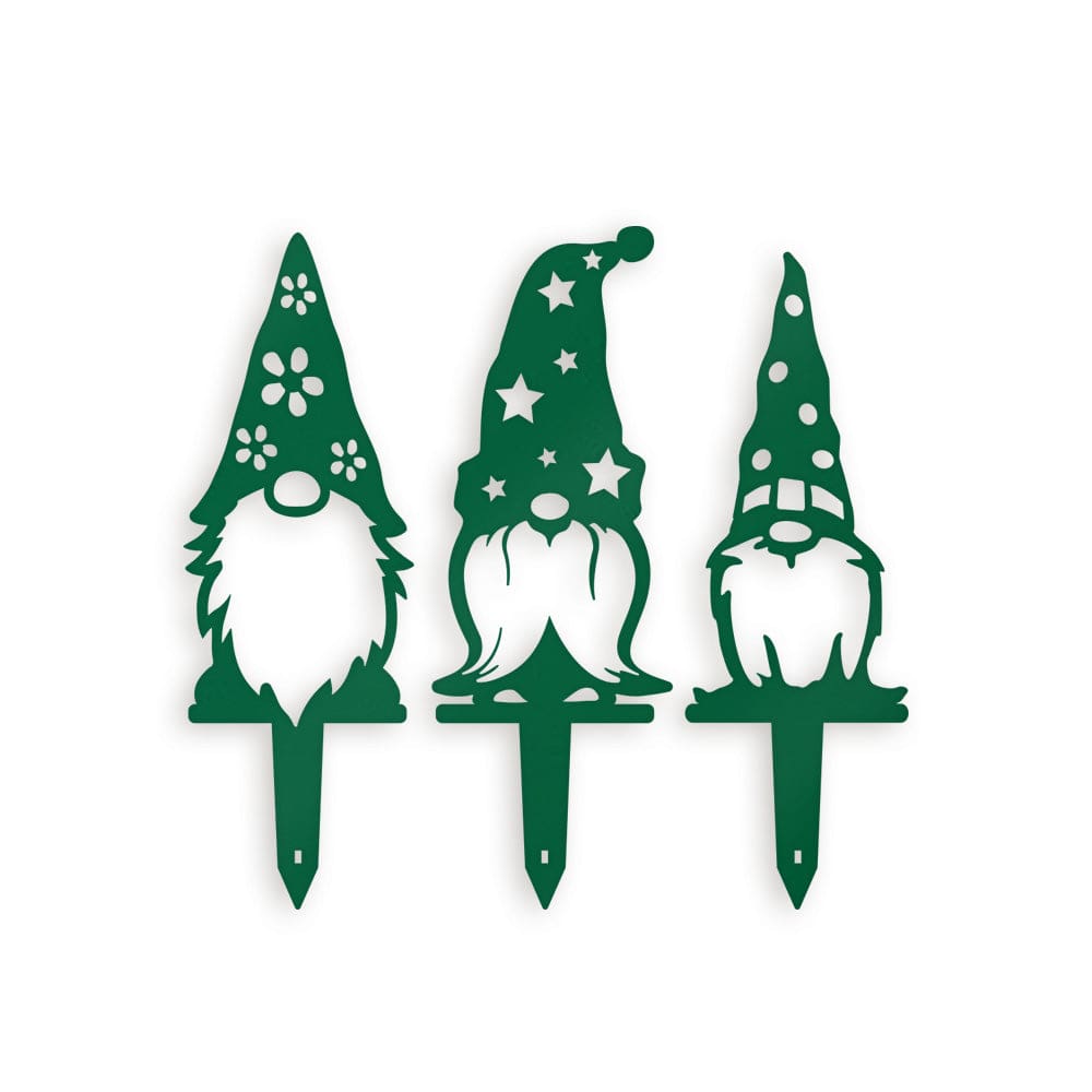 Garden Decor Hat Gnome Set - 3 Metal Yard Signs