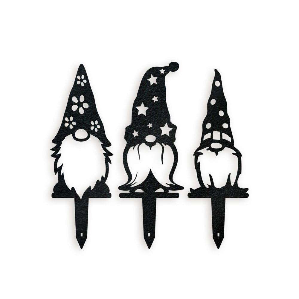 Garden Decor Hat Gnome Set - 3 Metal Yard Signs