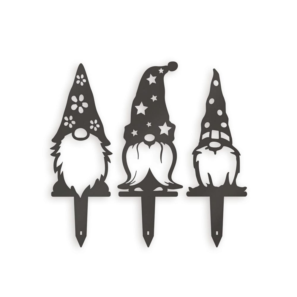 Garden Decor Hat Gnome Set - 3 Metal Yard Signs