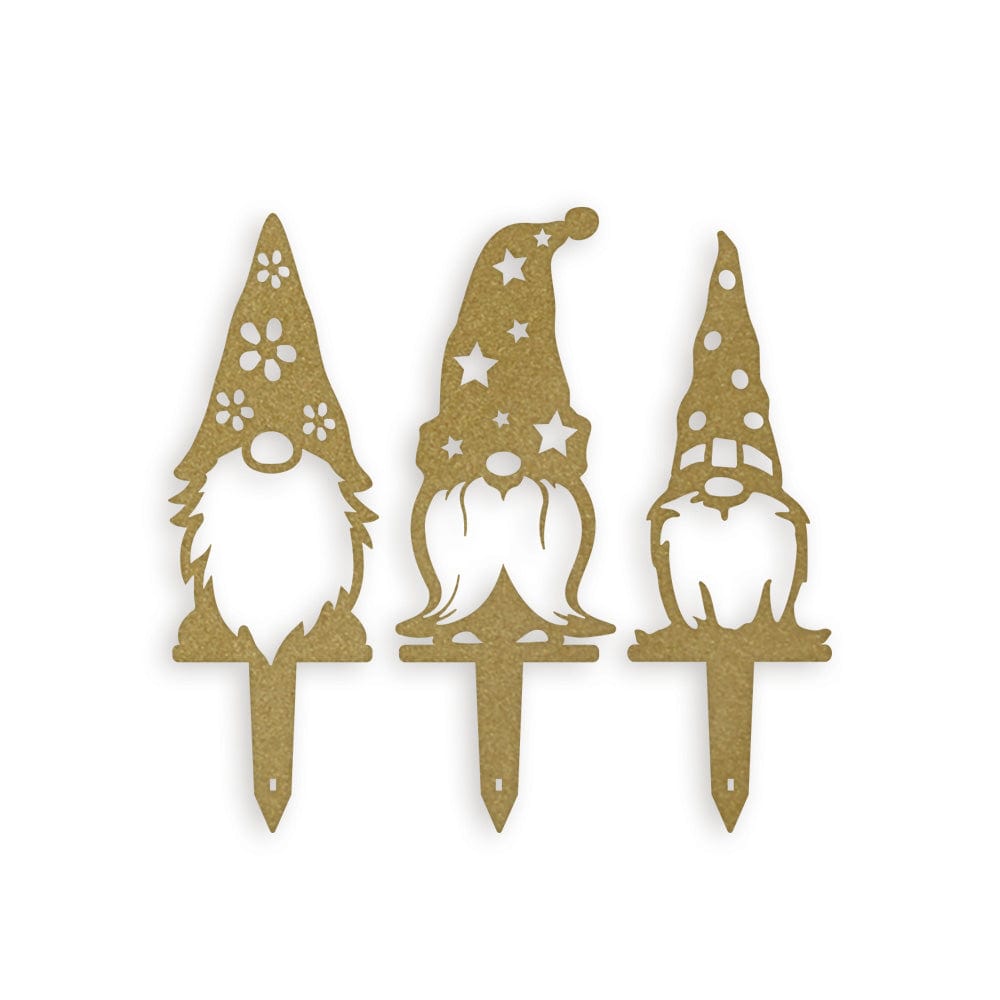 Garden Decor Hat Gnome Set - 3 Metal Yard Signs