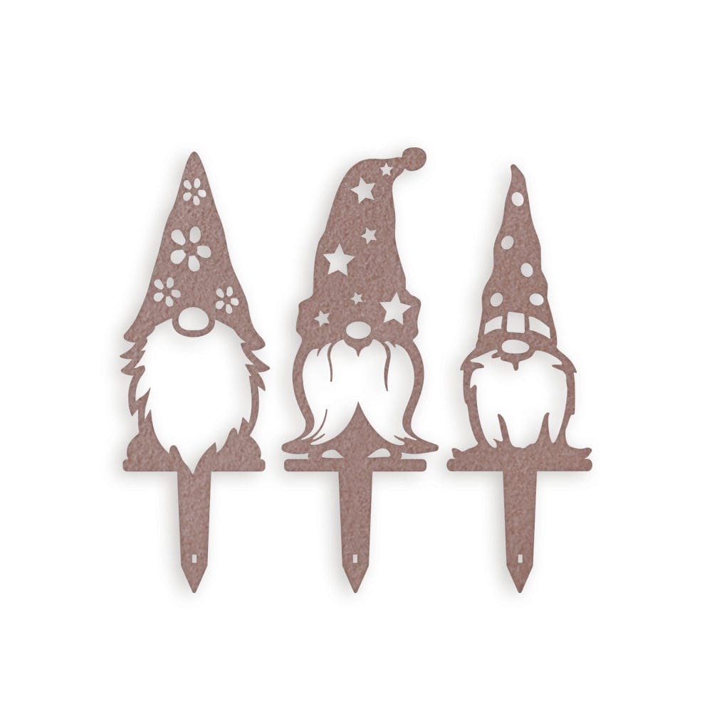 Garden Decor Hat Gnome Set - 3 Metal Yard Signs