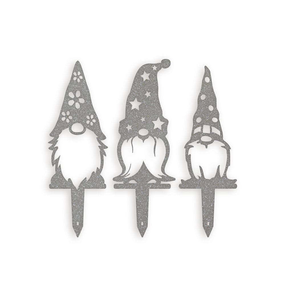 Garden Decor Hat Gnome Set - 3 Metal Yard Signs