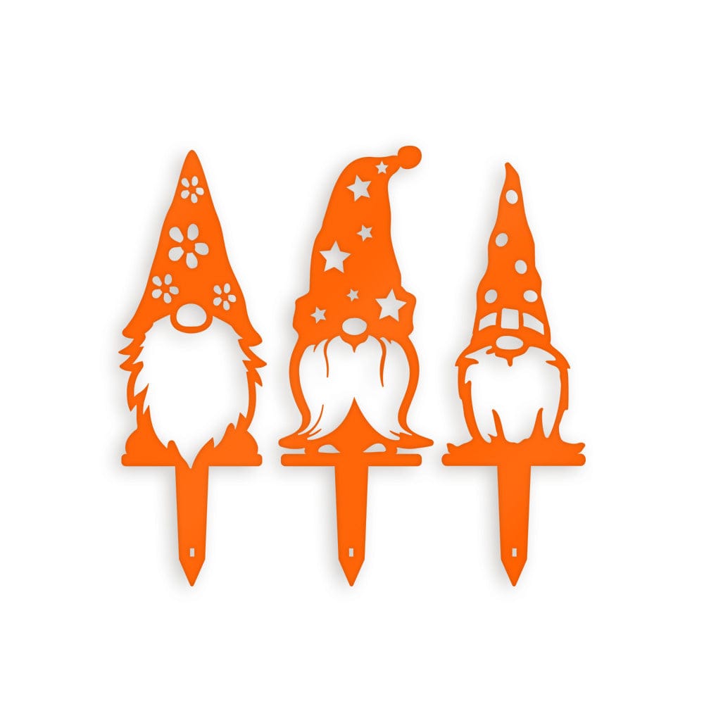 Garden Decor Hat Gnome Set - 3 Metal Yard Signs