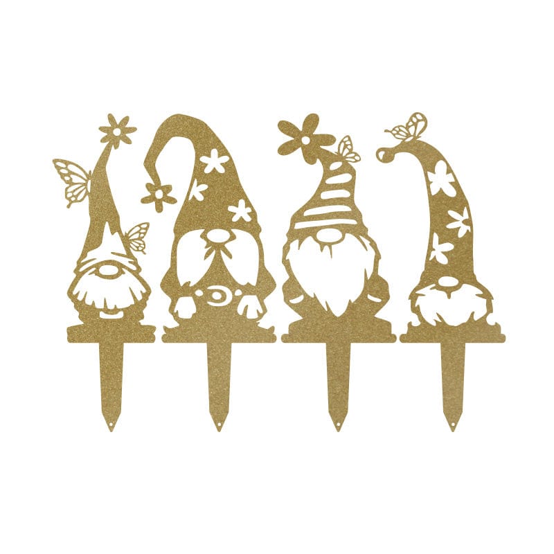 Garden Gnome Set - 4 Metal Yard Signs