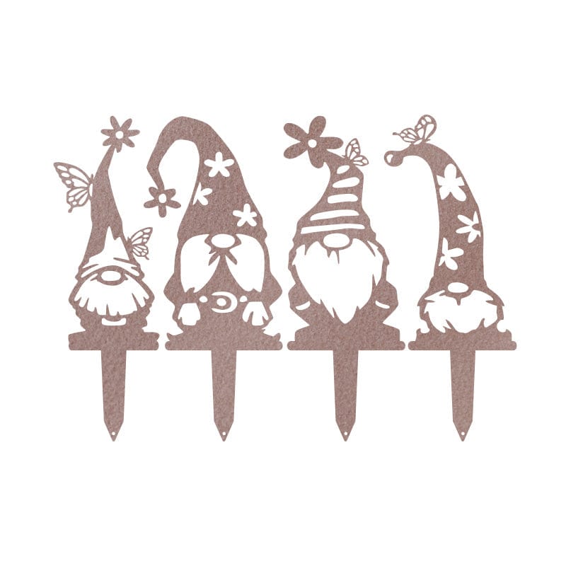Garden Gnome Set - 4 Metal Yard Signs