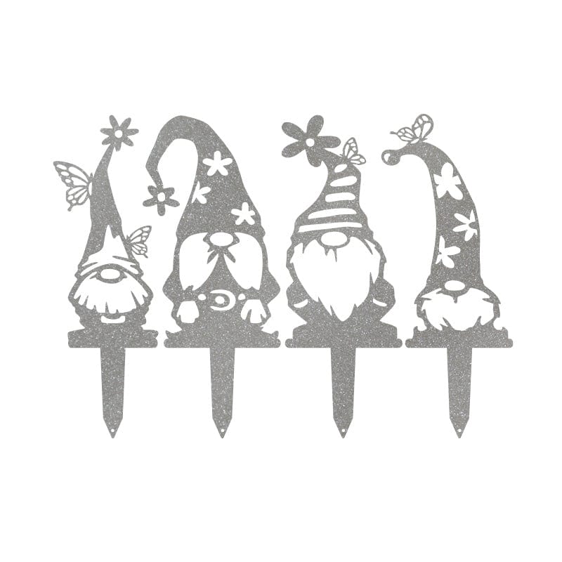 Garden Gnome Set - 4 Metal Yard Signs