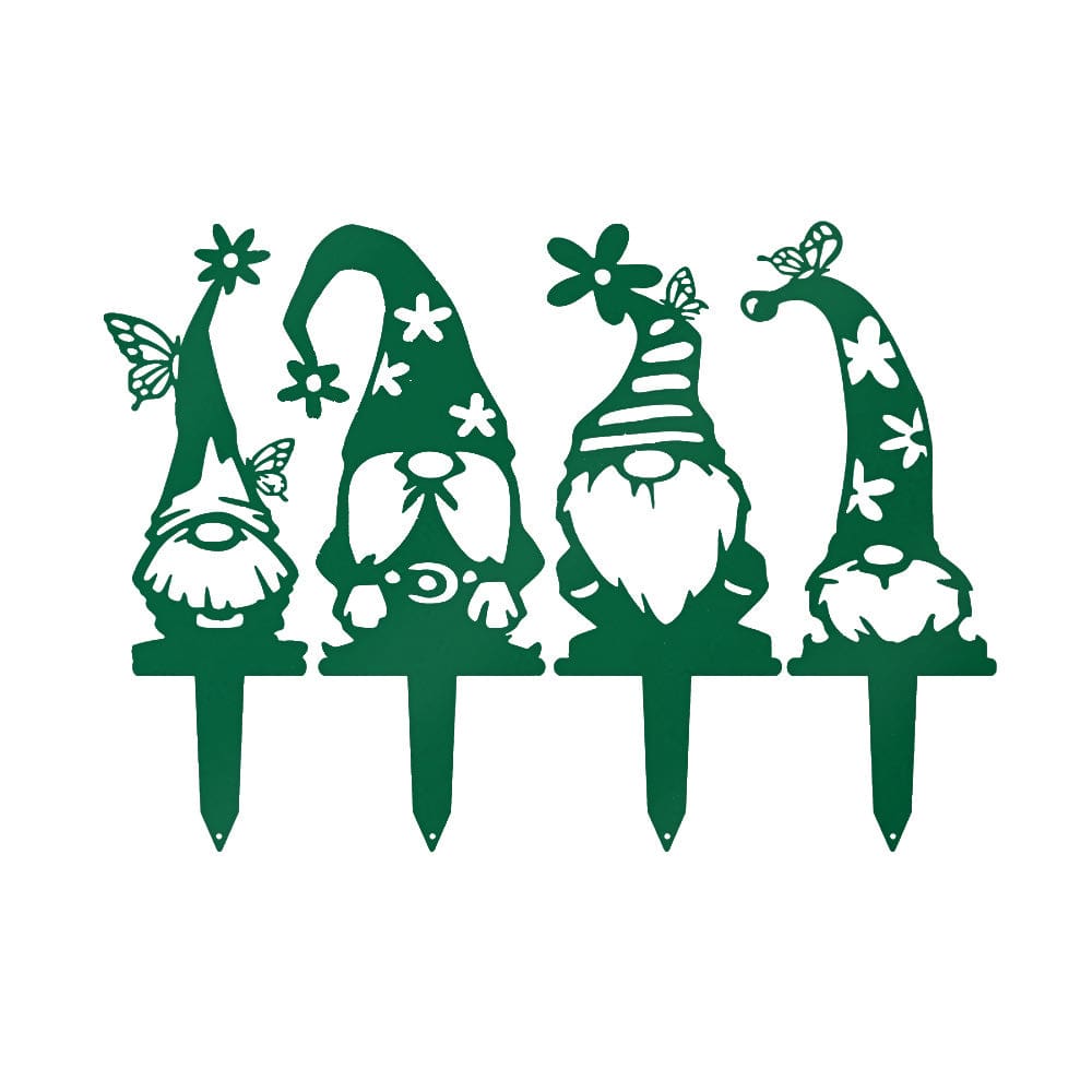 Garden Gnome Set - 4 Metal Yard Signs