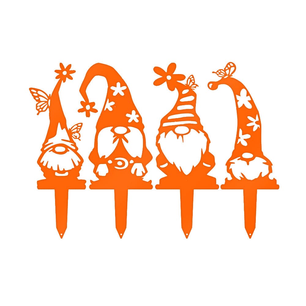 Garden Gnome Set - 4 Metal Yard Signs