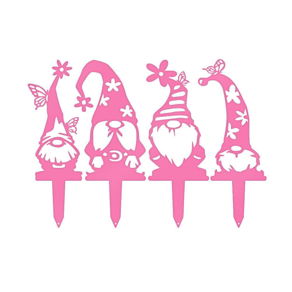 Garden Gnome Set - 4 Metal Yard Signs
