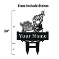 Grandma Garden Gnome Wheelbarrow Monogram - Metal Yard Signs