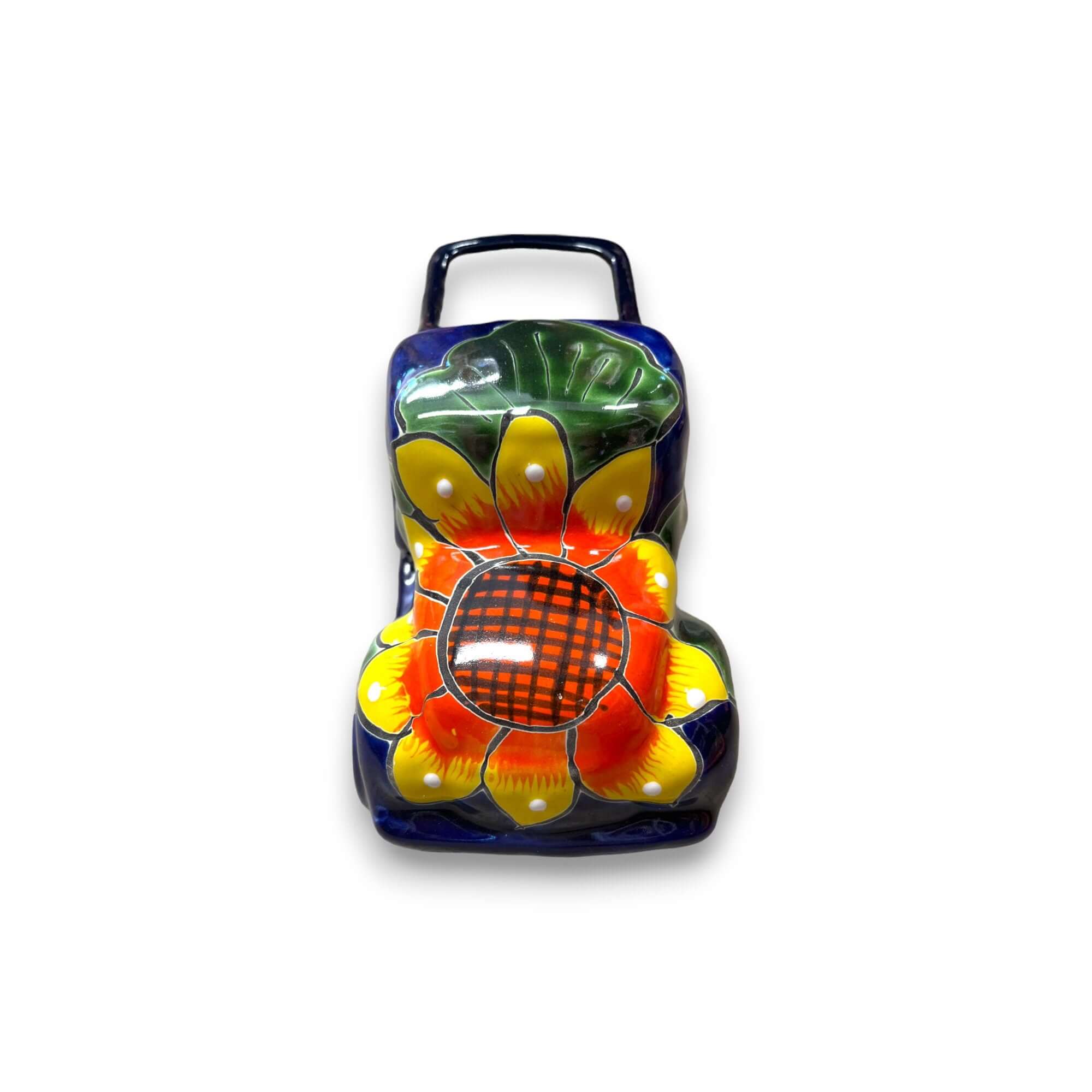 Hand-Painted Talavera Car Planter | Colorful Ceramic Car Statue (Small)
