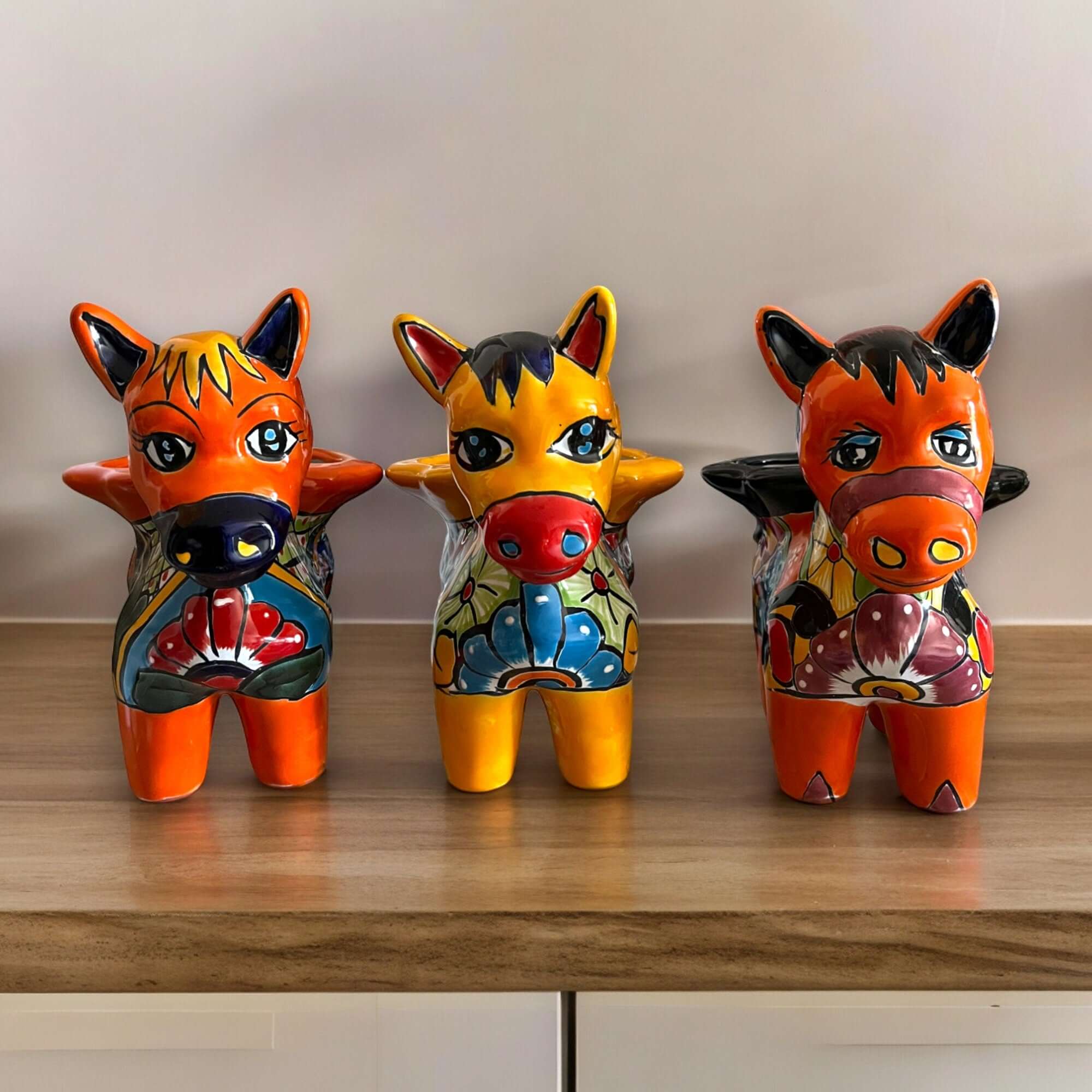 Talavera Donkey Planter | Hand-Painted Mexican Burro Flower Pot