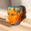 Talavera Face Planter | Hand-Painted Mexican Lady Pot Folk Art